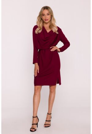 Rochie midi cu decolteu - Visiniu