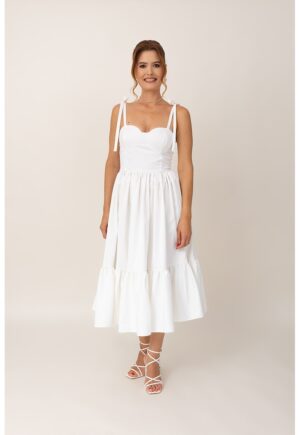 Rochie midi evazata - Alb