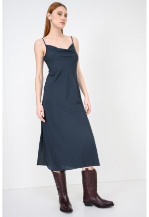 Rochie din satin Hadley - Albastru inchis