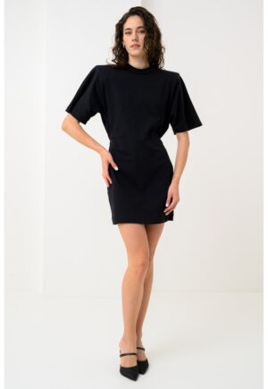 Rochie mini cu umeri intariti - Negru