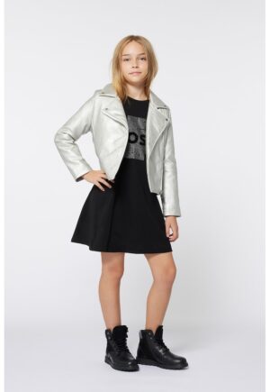 Rochie evazata cu imprimeu logo - Negru