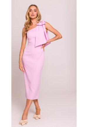 Rochie pe un umar cu funda decorativa -