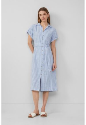 Rochie-camasa cu dungi - Alb/Albastru