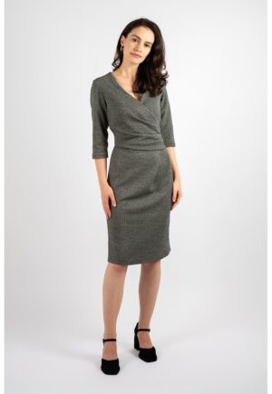 Rochie cu detaliu drapat Alix - Gri melange