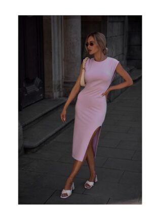 Rochie dama - cu decupaj la picior - Poliester - Rosu - Violet