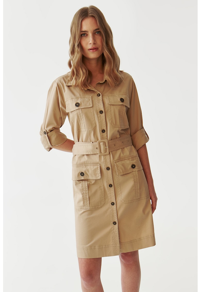 Rochie-trenci din amestec de bumbac - Bej