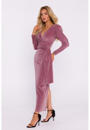Rochie de seara maxi din velur - Roz pal