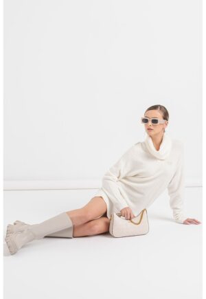 Rochie scurta cu decolteu in V - Crem