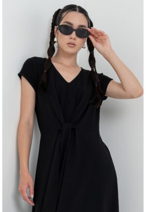 Rochie maxi cu decolteu in V - Negru