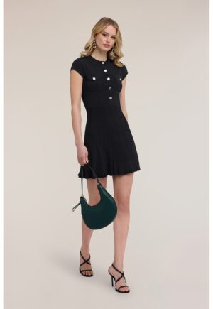 Rochie mini cu maneci scurte - Alb/Negru