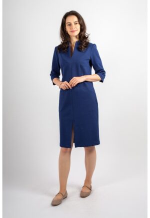 Rochie cu maneci medii si buzunare - Albastru inchis