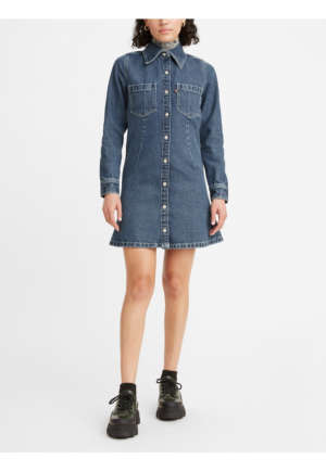 Rochie camasa din denim mini -
