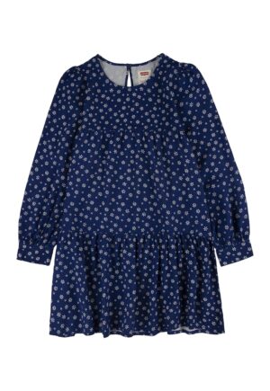 Rochie cu model floral - Alb/Albastru inchis