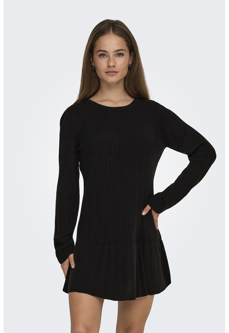 Rochie scurta uni cu vonale la terminatie - Negru