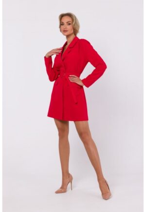 Rochie sacou cu curea - - Rosu