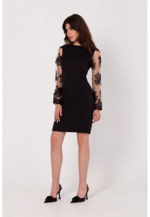 Rochie cu maneci dantela - - Negru