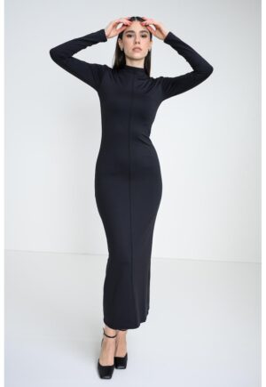 Rochie midi cu croiala cambrata - Negru
