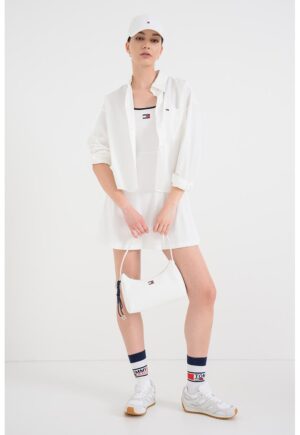 Rochie evazata din amestec de bumbac - Albastru ultramarin/Alb rece