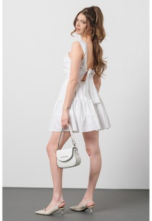 Rochie mini evazata - Alb optic