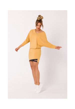 Rochie tunica cu dungi in partea de jos - miere -