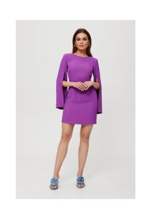 Rochie dama - cu maneci cu croiala - Poliester - Rosu - Lavanda