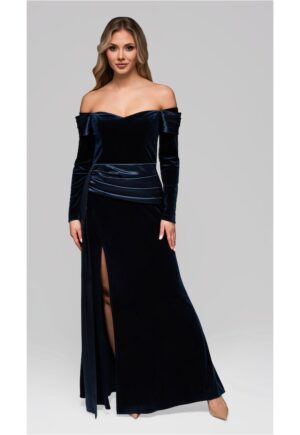 Rochie de seara maxi  LA-OM-DLR254 - Albastru inchis