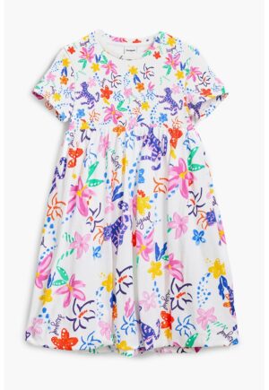 Rochie evazata cu imprimeu - Roz deschis/Albastru royal/Alb optic