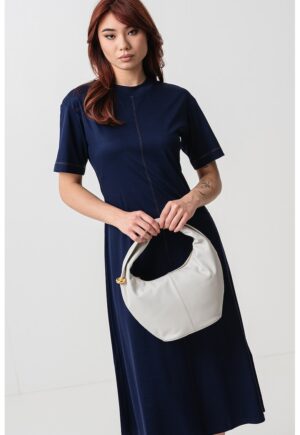 Rochie midi din amestec de modal - Albastru indigo
