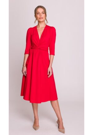 Rochie cu impletitura - - Rosu