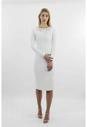 Rochie midi cu broderie AZALEE - Alb