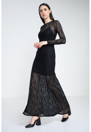 Rochie midi cu dantela - Negru