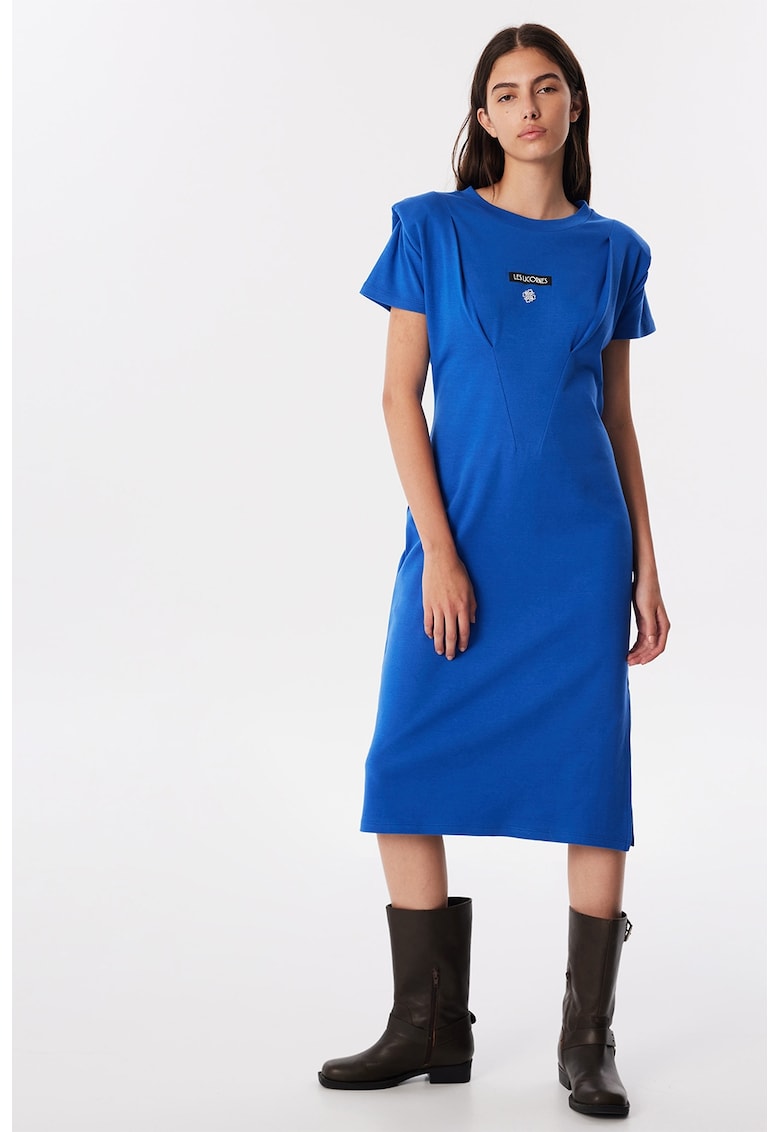 Rochie midi din bumbac cu croiala dreapta - Albastru royal