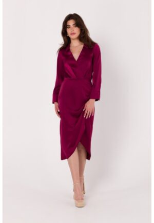 Rochie cu decolteu cache-coeur - - Rosu