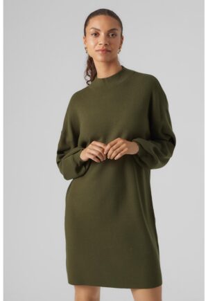 Rochie-pulover lejera cu guler inalt - Kaki