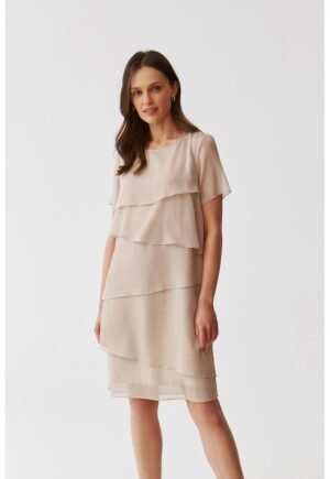 Rochie vaporoasa cu model stratificat - Bej deschis