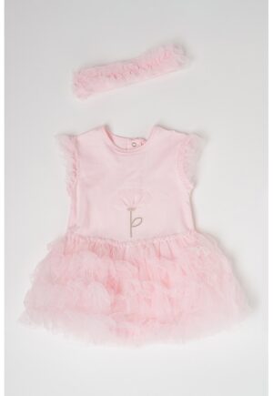 Set de rochie cu tutu si bentita - Roz pastel
