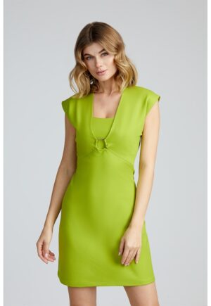 Rochie mini cu decolteu adanc in V - Verde lime
