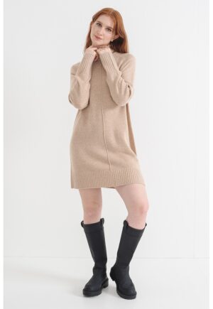Rochie lejera cu guler inalt - Bej