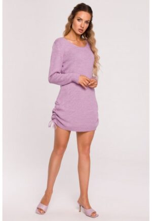 Rochie tricotata mini cu spatele decupat - - Violet