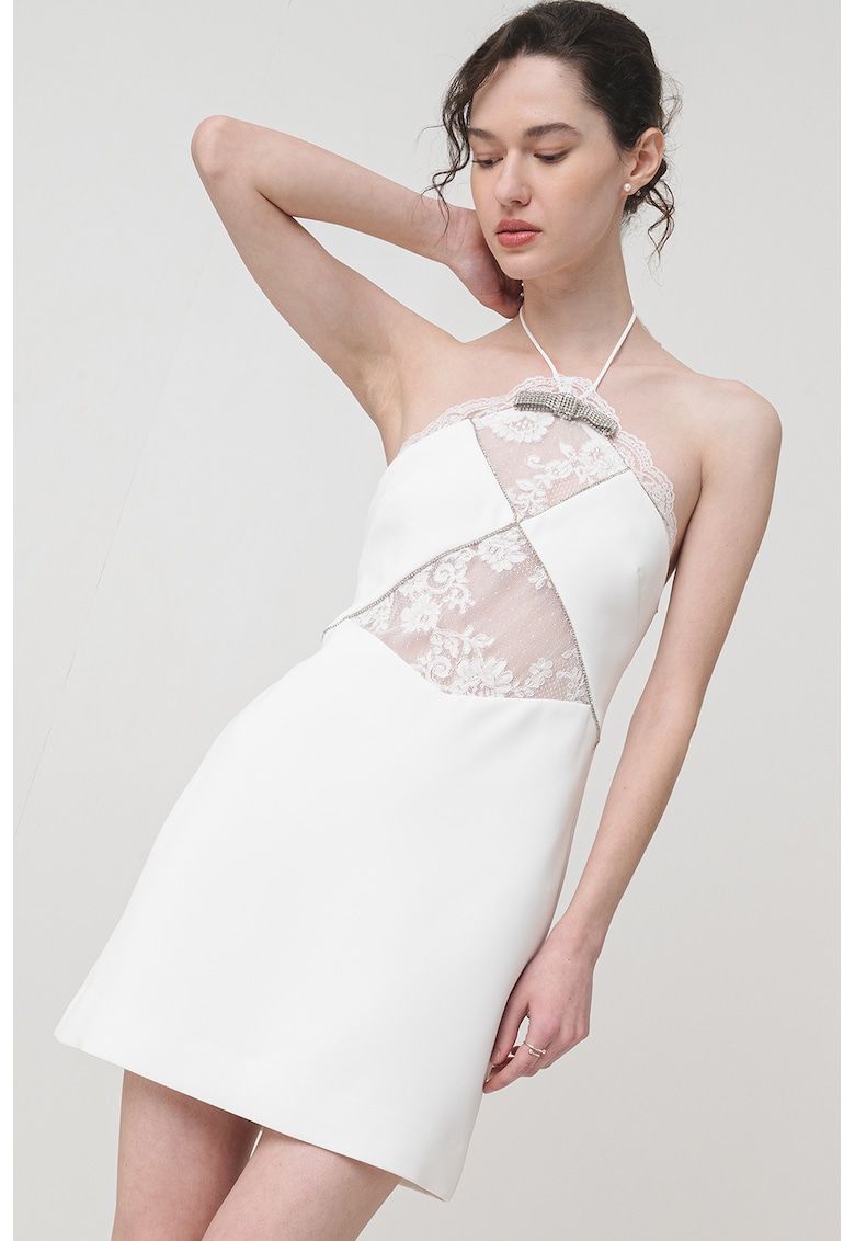 Rochie mini cu decolteu halter - Alb