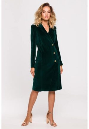 Rochie sacou din velur cu deschidere la spate - - Verde
