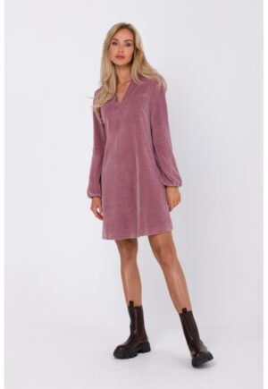 Rochie din velur cu decolteu in V -