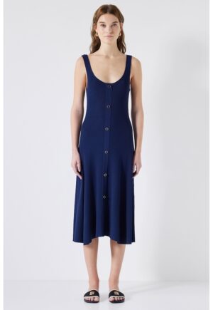 Rochie midi fara maneci - Bleumarin