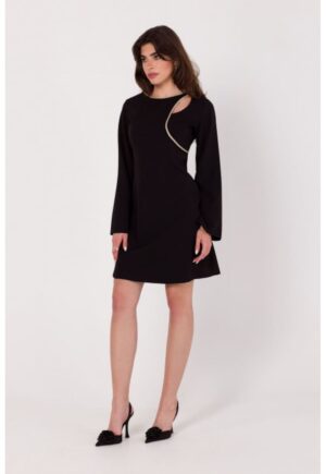Rochie cu decolteu in forma de lacrima - - Negru