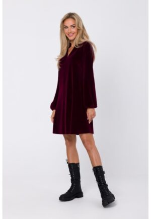 Rochie din velur cu decolteu in V -