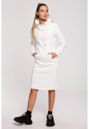 Rochie cu guler inalt - - Ecru