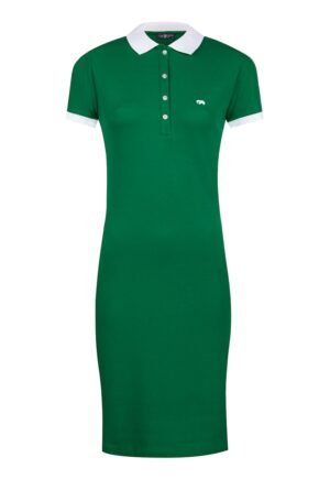 Rochie polo din amestec de bumbac - Verde/Alb optic