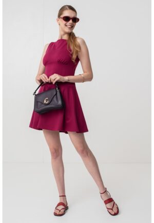 Rochie mini evazata cu decolteu barcuta - Violet tyrian