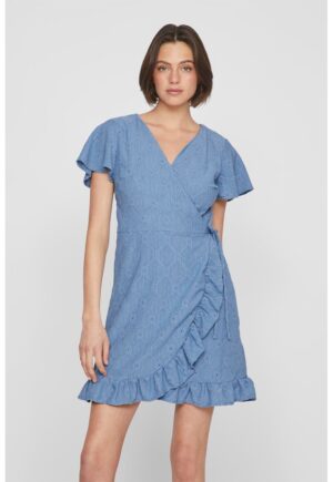 Rochie mini cu croiala petrecuta - Albastru