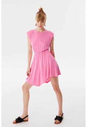 Rochie asimetrica din amestec de modal - Fucsia